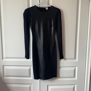 Aritzia Wilfred Black Vegan Leather Mini Dress